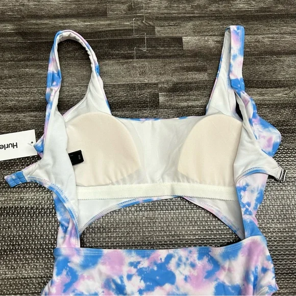 NWT Women’s Size Medium Hurley Blue & Purple Tie Dye Monokini Logo Swimsuit - Picture 8 of 11